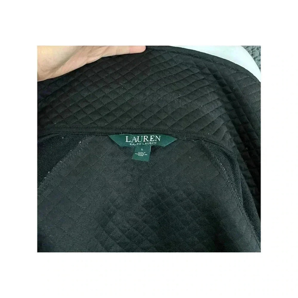 Lauren Ralph Lauren Womens Quilted Black Zip Up Blazer Top LARGE Collared - Picture 4 of 11
